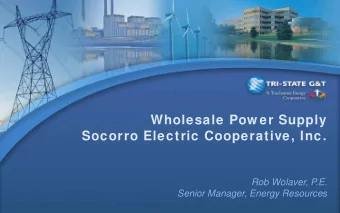 Wholesale Pow er Supply  Socorro Electric Cooperative, Inc.  Rob Wolaver, P.E.  Senior Manager,