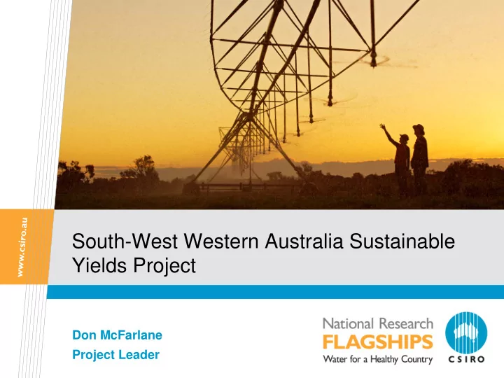 south west western australia sustainable yields project
