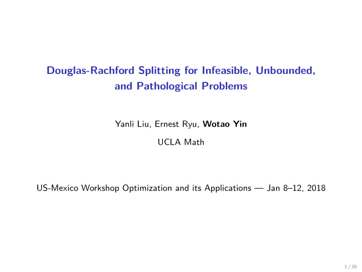 douglas rachford splitting for infeasible unbounded and