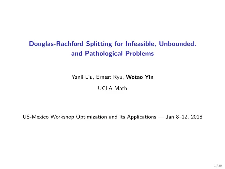 douglas rachford splitting for infeasible unbounded and