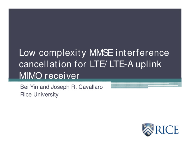 low complexity mms e interference cancellation for lte