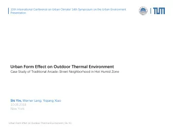 Urban Form Effect on Outdoor Thermal Environment  Case Study of Traditional Arcade-Street