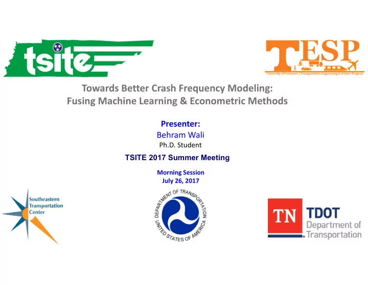 towards better crash frequency modeling fusing machine