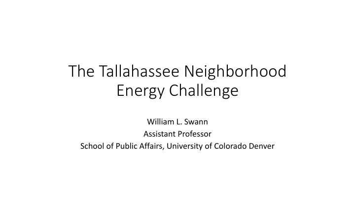 the tallahassee neighborhood energy challenge