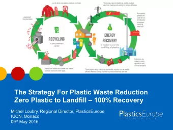 The Strategy For Plastic Waste Reduction  Zero Plastic to Landfill  100% Recovery  Michel