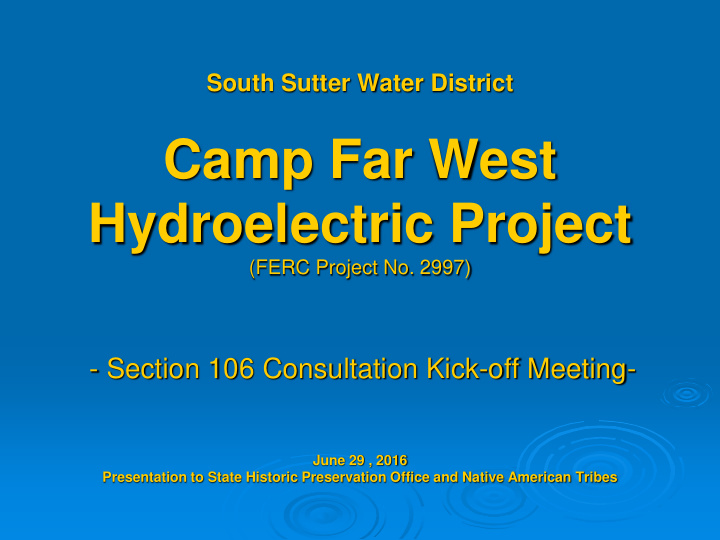 camp far west hydroelectric project