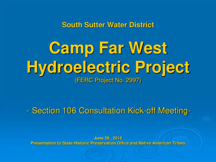 camp far west hydroelectric project