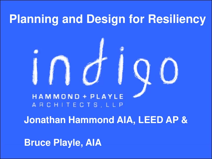 planning and design for resiliency