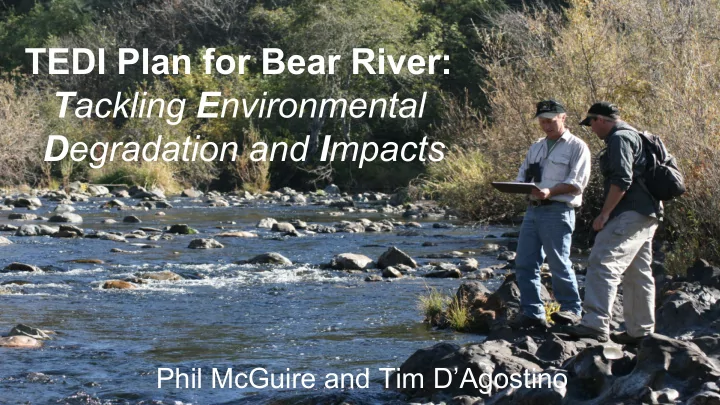 tedi plan for bear river t ackling e nvironmental d