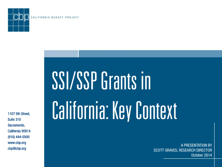 ssi ssp grants in california key context