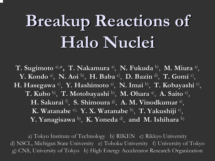 breakup reactions of breakup reactions of halo nuclei