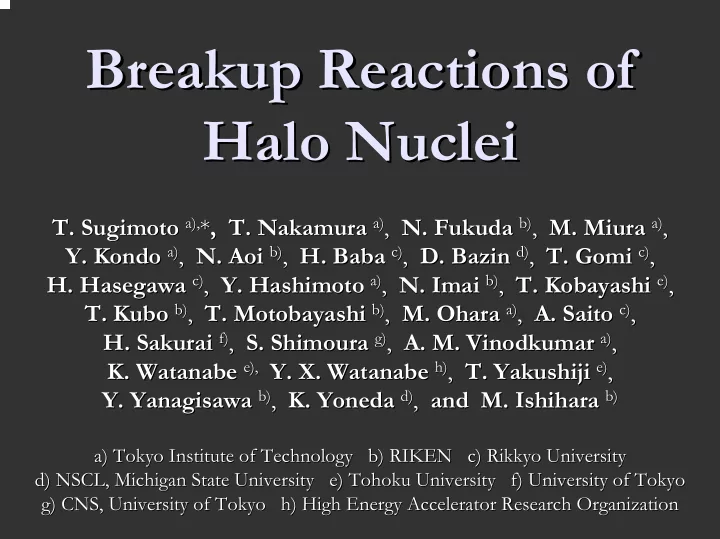 breakup reactions of breakup reactions of halo nuclei