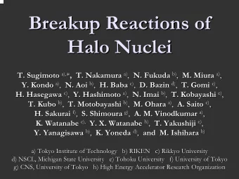 Breakup Reactions of  Breakup Reactions of  Halo Nuclei  Halo Nuclei T. Sugimoto a), a), * * ,  ,