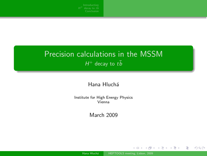 precision calculations in the mssm