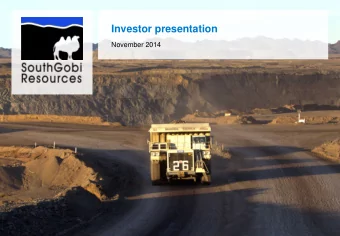 Investor presentation  November 2014  November 2014|   1  Cautionary statement  Forward-looking