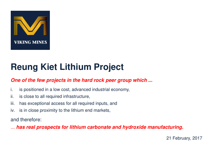 reung kiet lithium project