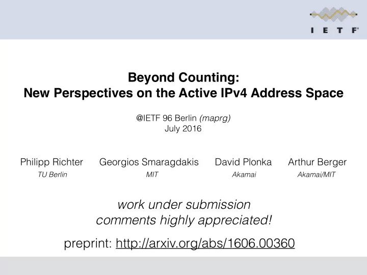 beyond counting new perspectives on the active ipv4