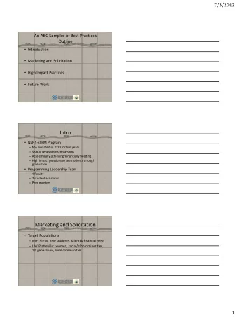 Intro  NSF S-STEM Program  NSF awarded in 2010 for five years  $3,800 renewable