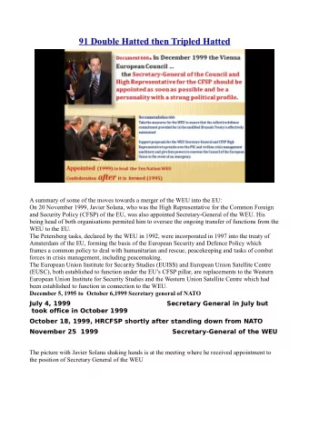 91 Double Hatted then Tripled  Hatted  A summary of some of the moves towards a merger of the WEU