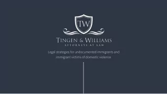 Legal strategies for undocumented immigrants and  immigrant victims of domestic violence  2  What