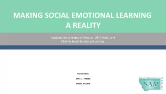 MAKING SOCIAL EMOTIONAL LEARNING  A REALITY  Applying the concepts of Mindset, GRIT, Habit, and