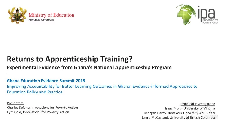 returns to apprenticeship training