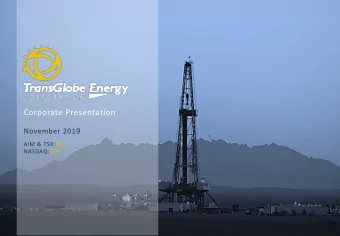 Corporate Presentation  November 2019  AIM &amp; TSX:TGL  NASDAQ:TGA  Cautionary Statement  The