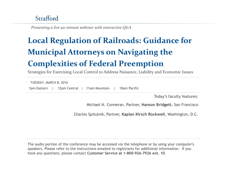 local regulation of railroads guidance for municipal