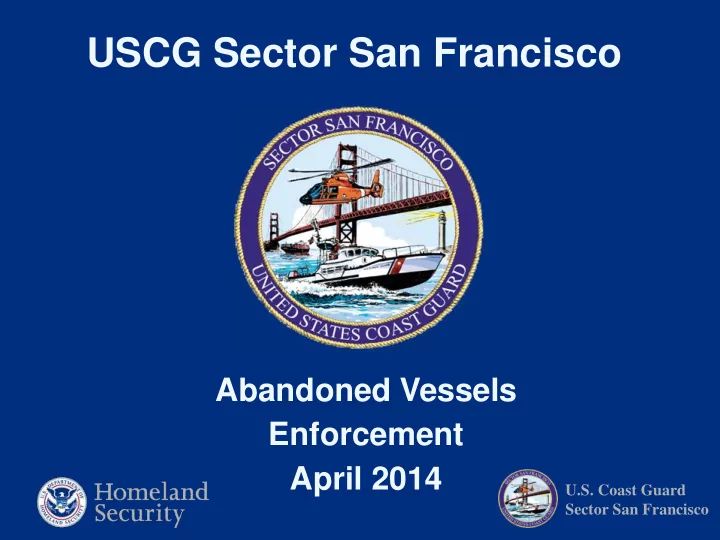 uscg sector san francisco abandoned vessels enforcement