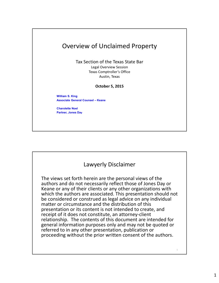 overview of unclaimed property