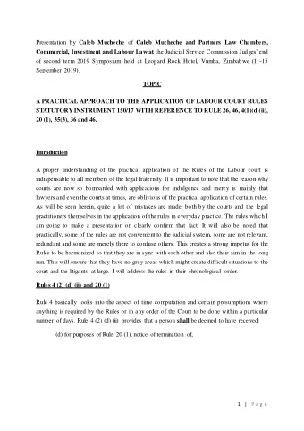 Presentation by Caleb Mucheche of Caleb Mucheche and Partners Law Chambers, Commercial, Investment