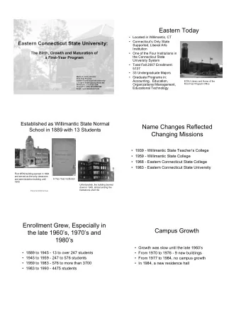 Eastern Today   Located in Willimantic, CT   Connecticuts Only State  Eastern Connecticut