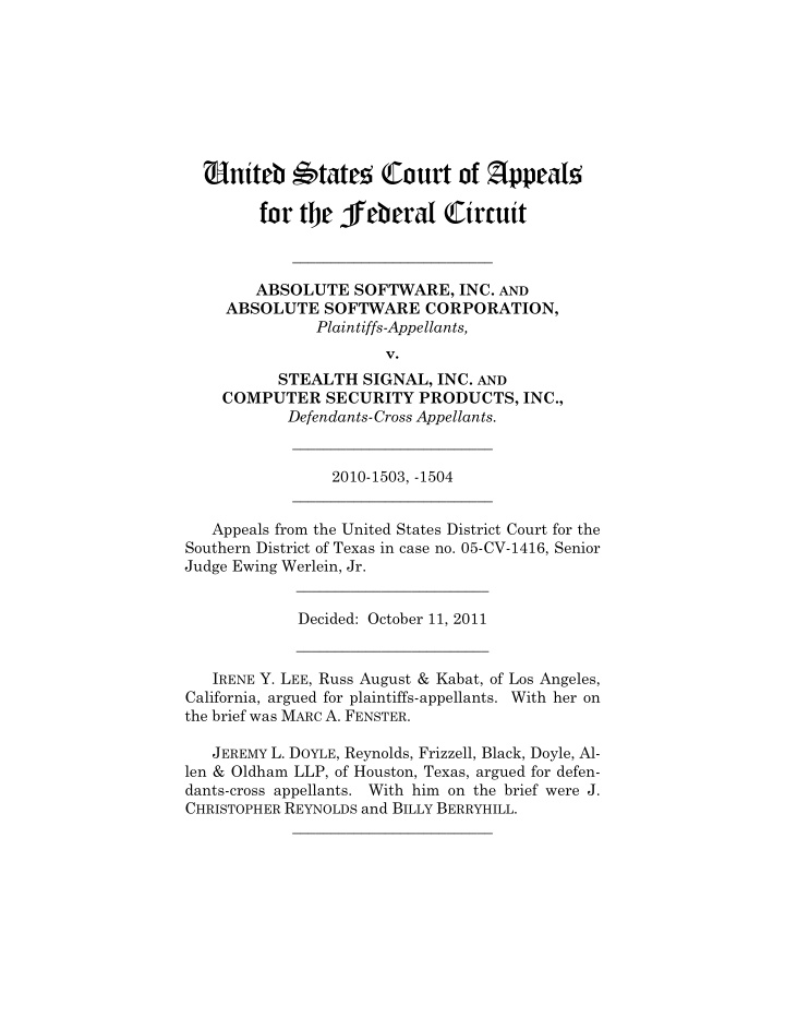 united states court of appeals for the federal circuit