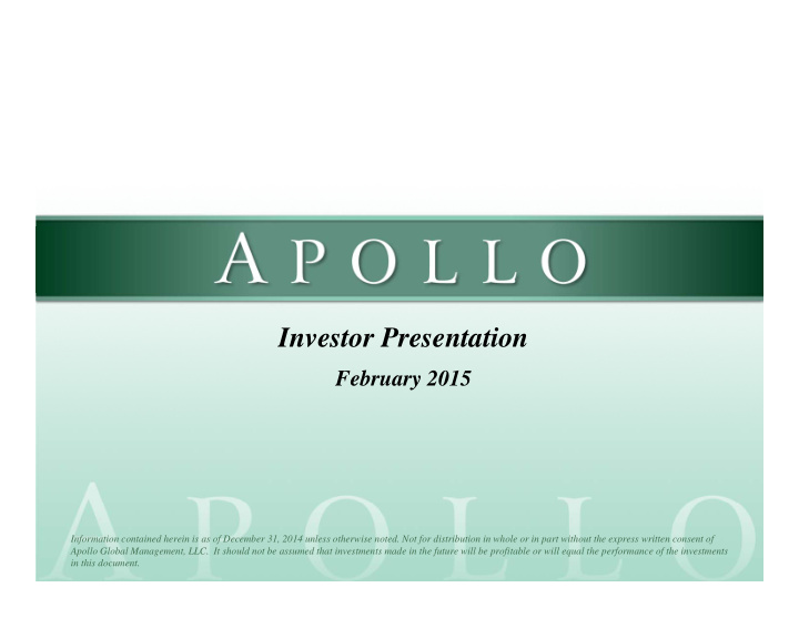 investor presentation