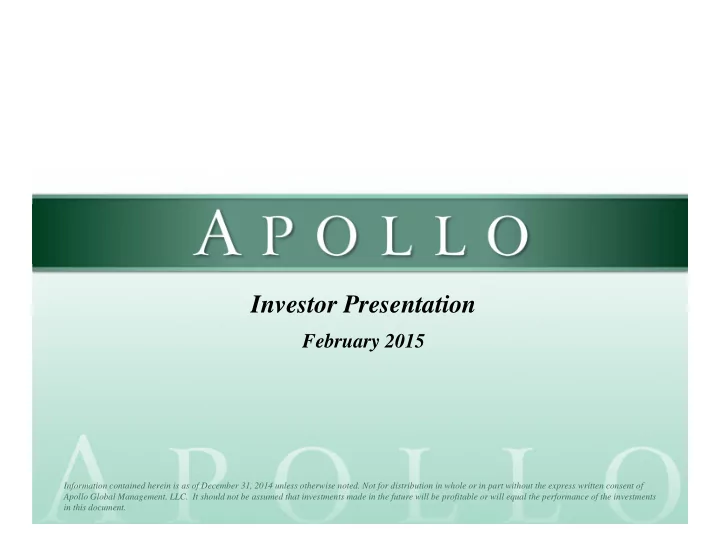 investor presentation