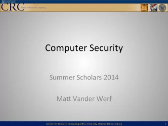 Computer  Security    Summer  Scholars  2014      MaF  Vander  Werf    1