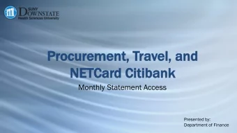NET  ETCard  Card Ci  Citibank  tibank  Monthly Statement Access  Presented by:  Department of