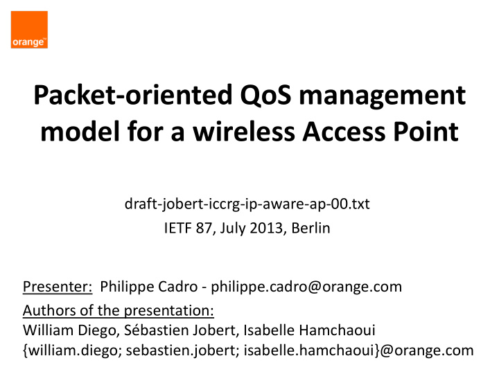 packet oriented qos management