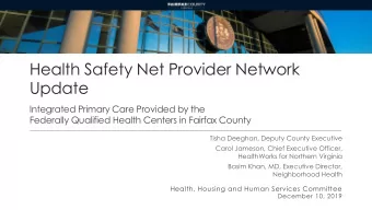 Update  Integrated Primary Care Provided by the  Federally Qualified Health Centers in Fairfax