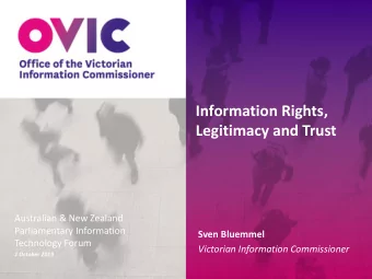 Legitimacy and Trust  Australian &amp; New Zealand  Parliamentary Information  Sven Bluemmel