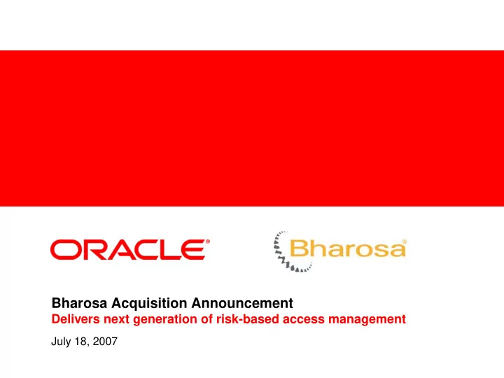 bharosa acquisition announcement
