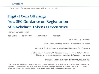 Digital Coin Offerings:  New SEC Guidance on Registration of Blockchain Tokens as Securities