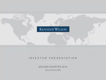 I N V E S T O R  P R E S E N T A T I O N  SECOND QUARTER 2016  (As of June 30, 2016)