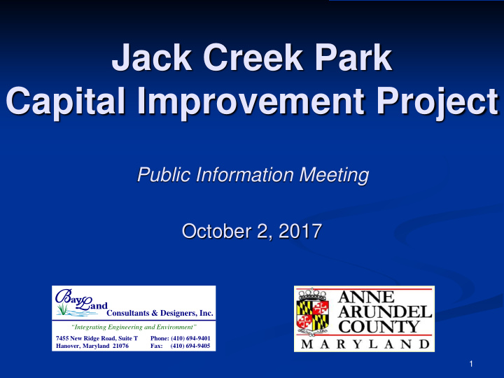 jack creek park capital improvement project