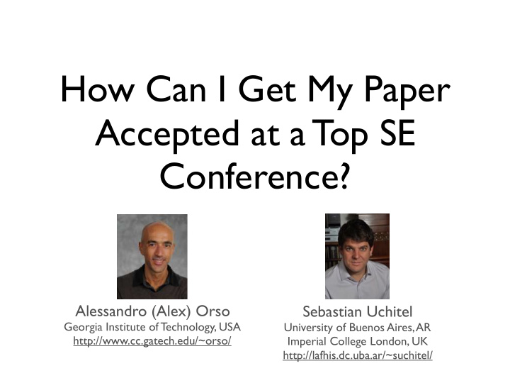 how can i get my paper accepted at a top se conference