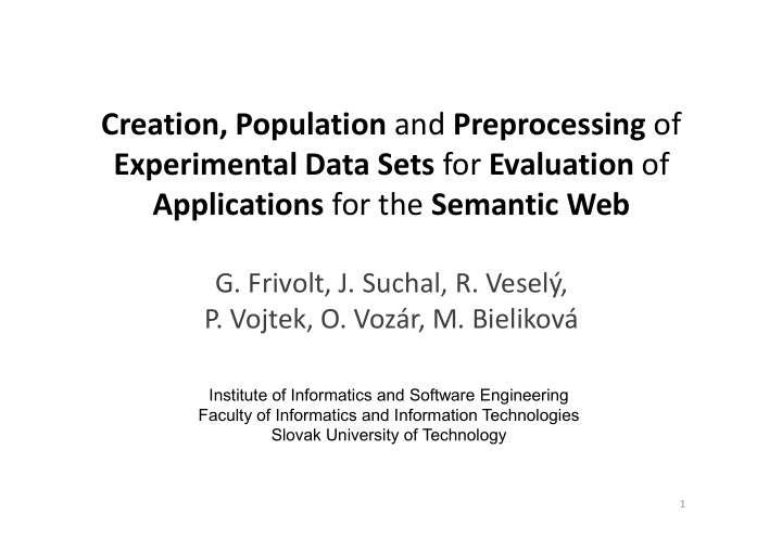 creation population and preprocessing of experimental