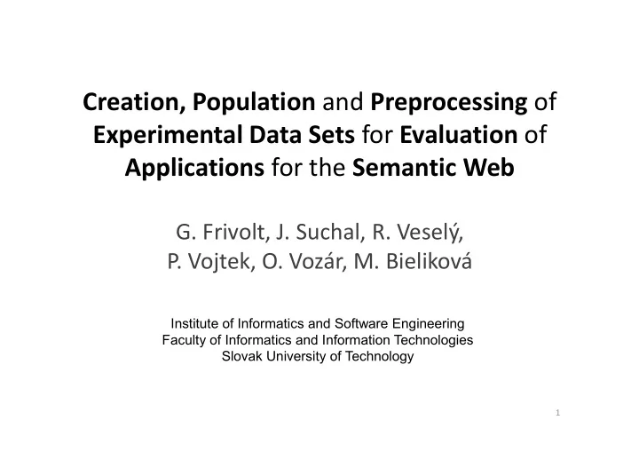 creation population and preprocessing of experimental