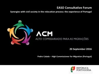 EASO Consultative Forum  Synergies with civil society in the relocation process: the experience of