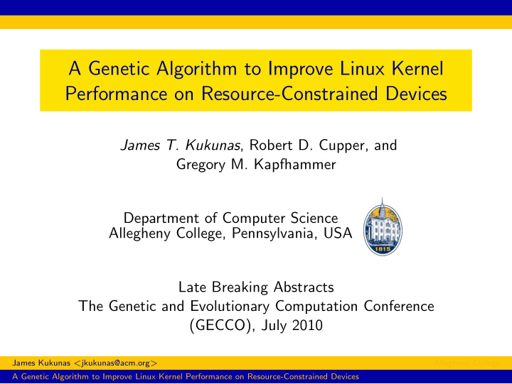 a genetic algorithm to improve linux kernel performance