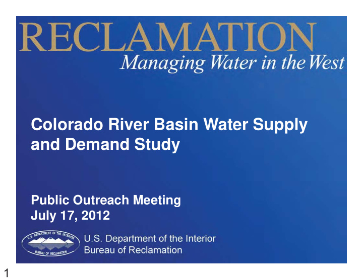 colorado river basin water supply and demand study